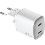 Celly: USB-laddare GaN 2 x USB-C PD 45W