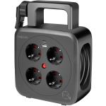 LogiLink: Kabelvinda 5 meter 4 jordade uttag + USB-A/USB-C 20W IP20