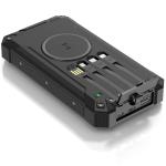 Denver: PowerBank 20.000 mAh Solcell 4st kablar + trådlös laddning Svart