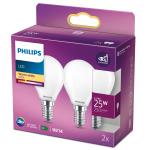Philips: 2-pack LED E14 Klot 25W Frost 250lm