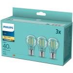 Philips: 3-pack LED E27 Normal Klar 40W 470lm