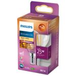 Philips: LED E14 Klot 25W Klar Dimbar WarmGlow 250lm