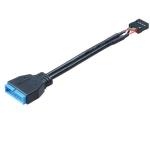 Adapter kabel USB 3,0 till USB 2,0, IDC20 19-pin ha - IDC10 9-pin ho, 0,1m, svart