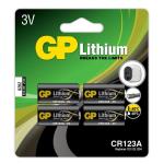 GP Lithium Battery CR123A, 3V, 4-pack