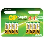 GP Super Alkaline Battery, Size AA, LR6, 1.5V, 4+4-pack