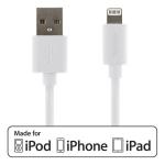 Synk- Laddkabel USB A->Lightning, iPad/iPhone, 0,5m, vit
