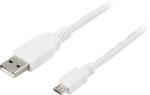 DELTACO USB Cable | USB-A - Micro-B | 2.0 | 1m | White