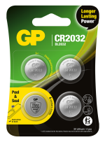 GP - Lithium Cell Battery CR2032, 3V, Safety Seal, 4-pack