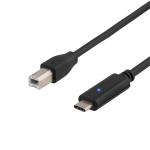 USB-kabel USB 2.0 Typ C hane -> Typ B hane, 1m, svart