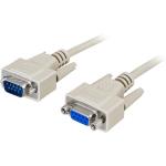 DELTACO DB-9 (M) to DB-9 (F) Extension | Extension cable | 5m | Grey