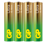 GP - Ultra Alkaline AAA Batteries, 24AU/LR03, 1.5V, 4-Pack