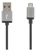 DELTACO Micro-USB-kabel Svart Tygsladd 1m
