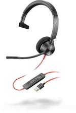 Poly BLACKWIRE 3310 On-the-head Mono headset, Microsoft,  with USB-A connection