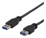 DELTACO USB 3.1 Gen1 Förlängningskabel, 3m, USB-A hane till USB-A hona, svart