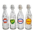 Retro Glasflaskor Gulf/BP/Esso/Shell 4-pack
