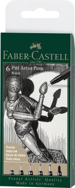Faber Castell - 6 pitt Artist Pen, brush - Black