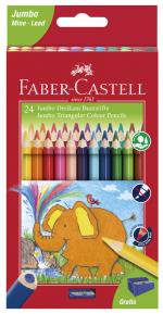 Faber-Castell - Jumbo Triangular colour pencils, wallet of 24