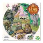 eeBoo - Round Puzzle - Wildlife of Africa, 1000 Pc