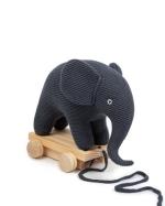 Smallstuff - Pull Along Elephant Knitted Dark Denim