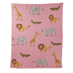 Rice - Knitted Baby Blanket with Animals and 3D Details - Pink