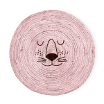 Rice - Jute Floor Mate with Lion Face - Soft Pink