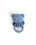 Smallstuff - Rattle, bear face on silicone ring, blue