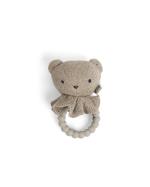 Smallstuff - Rattle, bear face on silicone ring, nature