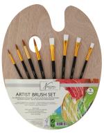 Nassau - Wooden Palette with 4 Flat and 4 Round Brushes