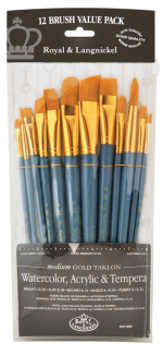 Royal & Langnickel - Medium Gold Taklon 12 pcs. Brush set