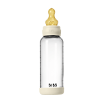 BIBS - Glass Baby Bottle Round Latex Medium Flow - Ivory - 240 ml