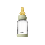 BIBS - Glass Baby Bottle Round Latex Slow Flow - Sage - 120 ml