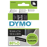 Dymo - D1 Tape - White on Black - 12mm x 7m