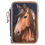 Miss Melody - Triple Pencil Case  With Quilting NIGHT HORSES ( 0412510 )