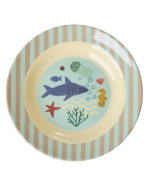 Rice - Melamine Kids Bowl with Blue Ocean Print - Blue - 250 ml