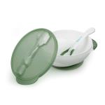Kidsme - Deep plate with suction cup and temperature spoon Green
