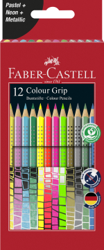 Faber-Castell - 12 Colour Pencil Colour Grip Special Pastel-Neon Box