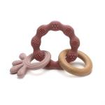 Magni - Teether bracelet Squid and wood appendix - Dusty rose