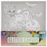 Craft ID - Glitter canvas with print, 30x30 cm - Cat