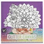 Craft ID - Glitter canvas with print, 30x30 cm - Flower