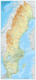 Sverige Väggkarta Kartförlaget I Papptub - 46 X 100cm