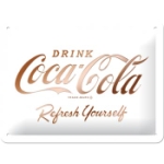 Plåtskylt Retro 15x20 cm / Coca-Cola vit Logo