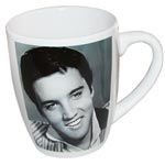 Mugg Elvis / Vit med svartvitt foto ansikte