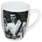 Mugg Elvis / Vit med svartvitt foto med gitarr