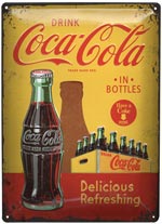 Plåtskylt Retro 30x40 cm / Coca-Cola in bottles