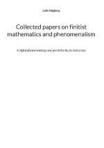 Collected Papers On Finitist Mathematics And Phenomenalism - A Digital Phen