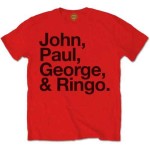 The Beatles: Unisex T-Shirt/John, Paul, George & Ringo (Red) (Medium)