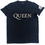 Queen: Unisex T-Shirt/Logo & Crest (Applique) (Large)