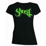 Ghost: Ladies T-Shirt/Green/Grey Keyline Logo (Skinny Fit) (Small)