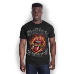 The Rolling Stones: Unisex T-Shirt/Flaming Tattoo Tongue (Large)