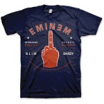 Eminem: Unisex T-Shirt/Detroit Finger (Navy Blue) (X-Large)